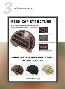 Breathable rose inner mesh cap structure of the long deep wave wig with adjustable 54-57cm strap