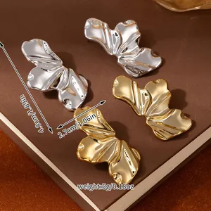 Detailed view of polished petal earrings with dimensions 4.8cm height and 2.7cm width