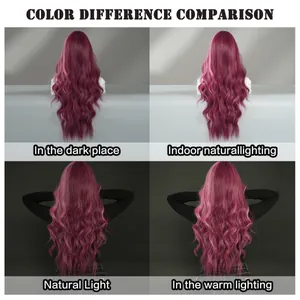 Lace part wavy wig showing color difference in four different lighting conditions