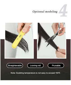 Detail showing lace wig heat resistance up to 150°C with ironing and styling options
