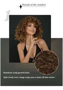 Detailed view of realistic scalp and honey blonde spring curls with natural parting