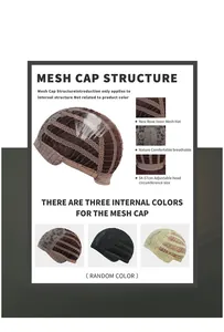 Detail of breathable rose net cap for wigs with adjustable straps for 54-57cm head size
