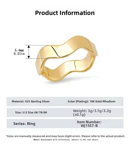 S925 sterling silver ring size chart showing 5.4mm width and US sizes 6, 7, and 8