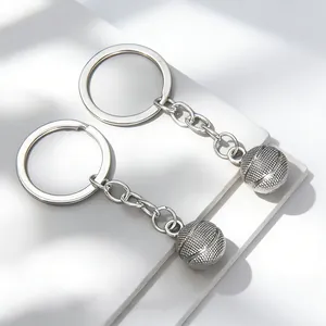Basketball Keychain Metal Alloy 3D Sports Sphere Style Bag Pendant Charm For Basketball Fans Men Women Gift Silver
