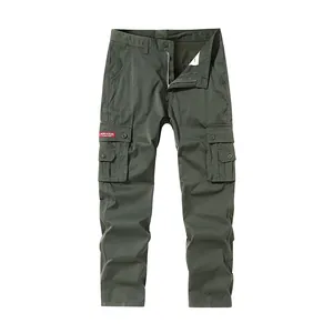 Men's army green cargo pants with multi-pocket design and durable cotton fabric