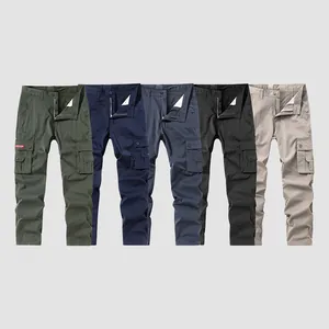 Multi-pocket cargo pants for men in five colors featuring durable straight-leg design