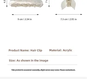 Guide des tailles pour pinces à cheveux en acrylique blanc nacré, forme longue et papillon