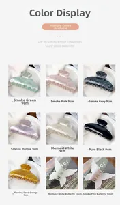 Grille montrant diverses pinces à cheveux en acétate en plusieurs couleurs et tailles