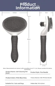 Detailed dimensions of the pet grooming brush with its 10.5cm width and 20cm height