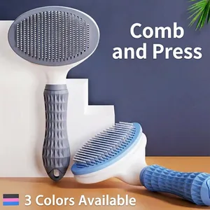 Pet Grooming Brush Self Cleaning Slicker Comb For Dogs And Cats Deshedding Massage Tool Plastic Stainless Steel Pins