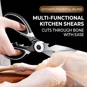 Stainless Steel Multipurpose Kitchen Scissors Heavy Duty Poultry Shears With Protective Cover Nutcracker Bottle Opener Food Scissors