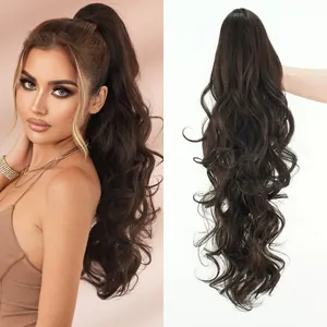 Extension de Queue de Cheval Ondulée Longue Avec Pince à Griffes pour Femmes Postiche en Fibre Synthétique Haute Température Extension de Cheveux Ondulés Naturels pour Fête Quotidienne