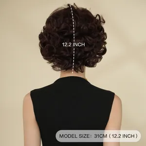 Short wavy dark brown pixie cut wig for women 12.2 inch length back view
