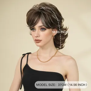 Short wavy pixie cut wig for women with highlights and layers in a realistic texture
