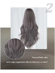 Detail of matte high-temperature synthetic fiber showing natural wavy hair texture