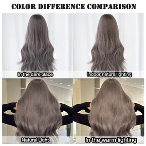 Comparison of wavy grey-brown wig color under four different indoor light conditions
