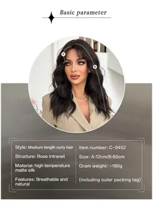 Breathable rose net structure and parameters of long wavy dark brown wig