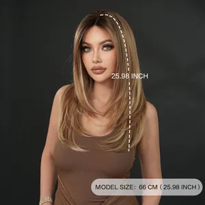 Lace wig for women featuring 25.98 inch long layered blonde ombre hair with natural middle part