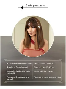 Detailed view of breathable rose intranet and matte silk medium straight hair wig