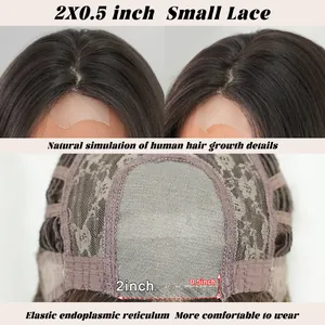Lange glatte dunkelbraune Lace-Perücke mit natürlichem Haaransatz und elastischer Kappe