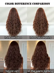 Color comparison of long wavy reddish brown wig under different lighting environments