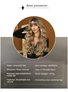 Détail du filet intérieur rose respirant pour perruque synthétique longue ondulée blonde