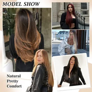 Lot de 6 extensions de cheveux lisses à clips en plusieurs teintes naturelles pour femme
