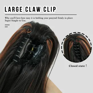 Extension coda di cavallo mossa sintetica da 20 pollici con grande clip a artiglio