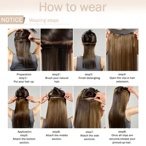 Guide étape par étape pour poser les extensions de cheveux lisses à clips de 66 cm