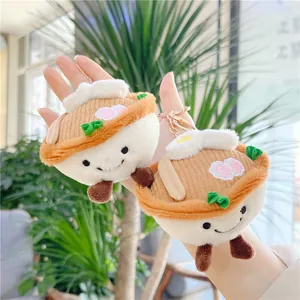 Porte-Clés en Peluche Bol de Nouilles à l'Oeuf Série de Nourriture Jouet en Peluche Créatif Pendentif de Sac pour Filles Enfants Cadeau