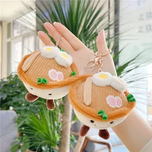 Pendentifs mignons en peluche bol de ramen avec détails d'œufs et mousquetons dorés