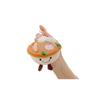 Porte-clés en peluche bol de ramen avec œuf et nouilles pour décor de sac