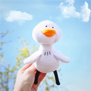 Mignon Porte Clés en Peluche Canard Blanc Avec Longues Jambes Anneau en Fer Ordinaire Animal en Peluche pour Décoration de Sac à Dos Cadeau