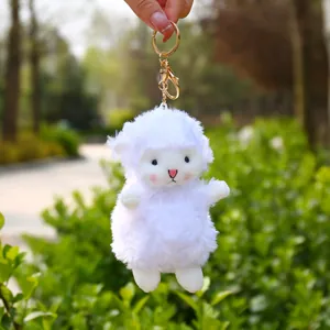 Cute White Plush Sheep Keychain Soft Animal Stuffed Toy Bag Pendant Decoration For Women Girls Daily Use Healing Gift