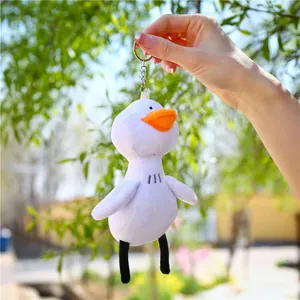 Cute White Duck Plush Keychain Soft Stuffed Animal Bag Pendant With Long Legs And Metal Ring For Women Kids Gift