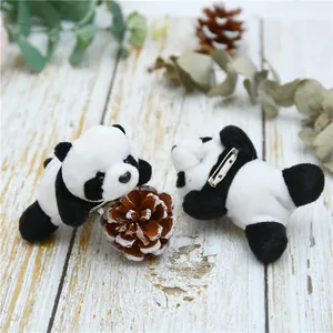 Cute plush panda brooches with high-quality soft fur and secure metal safety pins