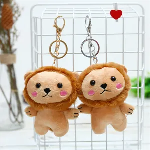 Cute Lion Plush Keychain Soft Stuffed Animal Bag Charm For Kids Women Mini Lion Doll Pendant Key Ring Party Favor Gift
