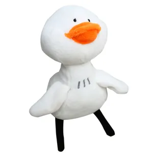 Porte-clés peluche canard blanc mignon avec longues jambes noires pour sacs à dos