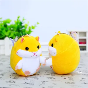 Gelber Hamster Plüschanhänger mit Saugnapf und Metallperlenkette in der Detailansicht
