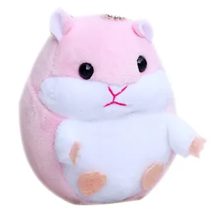 Niedlicher rosa Plüsch-Hamster-Schlüsselanhänger mit weicher Textur und Metallkette