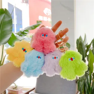 Cute Monster Plush Keychain For Bag Charm Soft Faux Fur Monster Toy Keyring Pink Green Yellow Blue Purple Gift For Women Kids