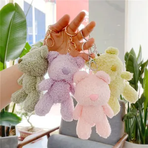 Cute Teddy Bear Plush Keychain Soft Curly Teddy Velvet Animal Doll Pendant Bag Charm For Backpack Women Gift