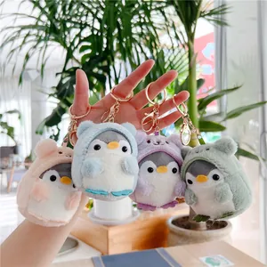 Cute Transformation Penguin Plush Keychain Japanese Style Hoodie Penguin Stuffed Animal Bag Charm For Kids Gift Accessory