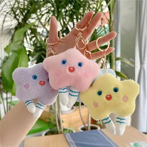 Süßer Stern Plüsch Schlüsselanhänger Gestreifte Beine Bestickter Ausdruck Weiches Kuscheltier Tasche Ornament Kinder Geschenk