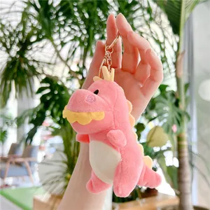 Dettaglio del portachiavi a forma di drago in peluche rosa con chiusura in metallo oro
