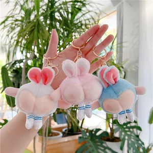 Funny Peach Hip Bunny Plush Keychain Cute Rabbit Butt Stuffed Toy Bag Pendant Accessories For Girls Women Gift Decoration