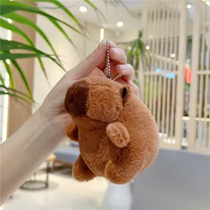 Porte-clés en Peluche Capybara Mignon Jouet en Peluche Brun Pendentif de Sac pour Cadeau d'Anniversaire pour Enfants Amis