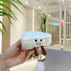 Plush mushroom case with happy face and yellow spots for wireless earphones with clip