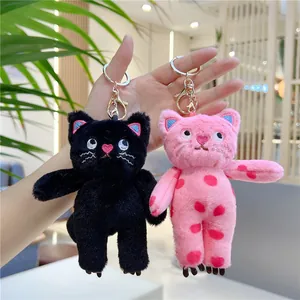 Cute Cartoon Cat Plush Keychain Adorable Polka Dot Kitten Stuffed Animal Bag Pendant For Backpack Handbag Keys Women Gift