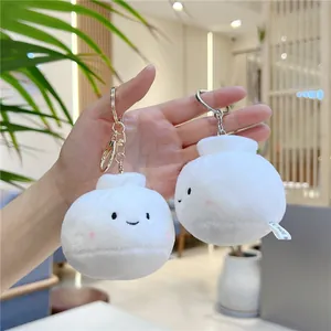 Lot de porte-clés peluche petit pain avec broderie mignonne et clips métalliques